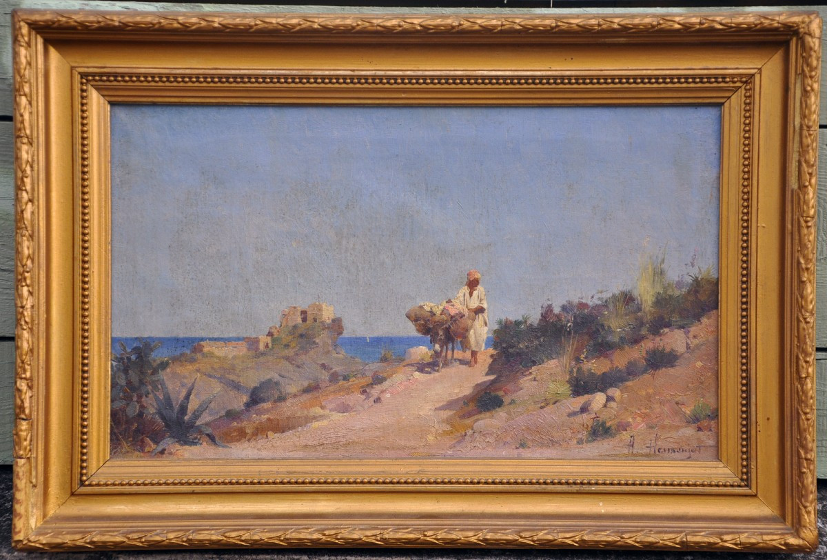 Abraham Hermanjat Oil On Canvas Orientalist Scene Circa 1920