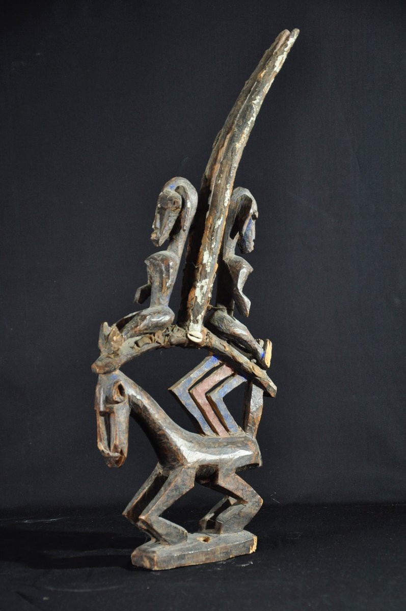 Cimier africain sculpté en bois circa1920-photo-3