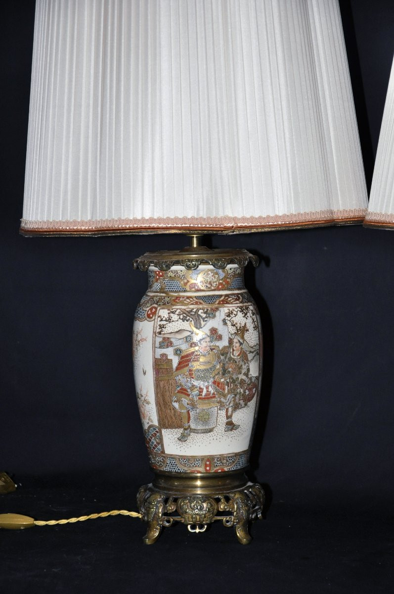Pair Of Porcelain Vases From The Satsuma Factory In Japan, Meiji Period, 19th Century-photo-1