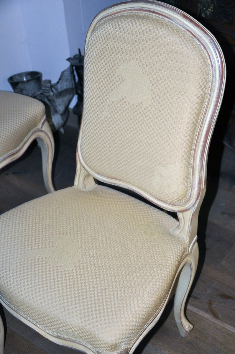  Set Of Four Louis XV Style Re-encased Beech Chairs, Late 19th Century-photo-1