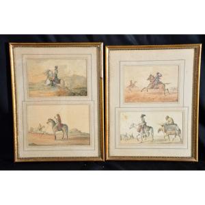 Orientalist Equestrian Scenes Pair Of Watercolors