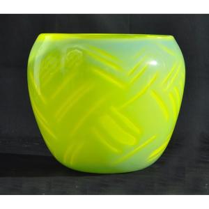 Blown Glass Vase Signed Claude Morin Circa 1980