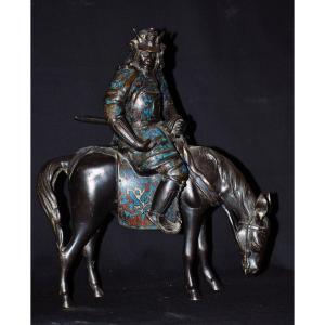 Samouraï En Bronze Cloisonné Fin XIXe Siècle