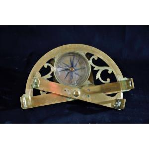 18th Century Brass Graphometer With Built-in Compass