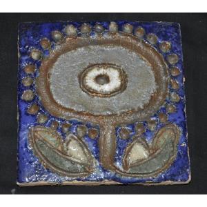 Glazed Ceramic Tile Signed Les Argonautes Vallauris Circa 1960