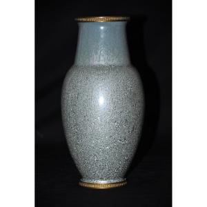 Sarreguemines vase en céramique émaillée Art Nouveau début XXe siècle