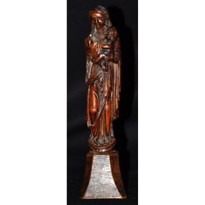 Religious Sculpture Virgin And Child Wood 17th Century