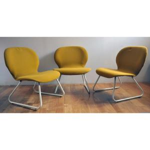 Set Of Three Armchairs In The Style Of Pierre Paulin