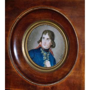 Miniature Aquarellée Signé S. Gray Portrait De l'Empereur Milieu XIXe Siècle