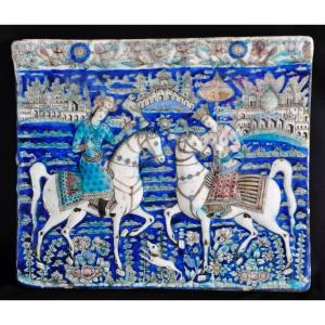 Iran Qajar Second Half Of The 19th Century Covering Tile Royal Entertainment