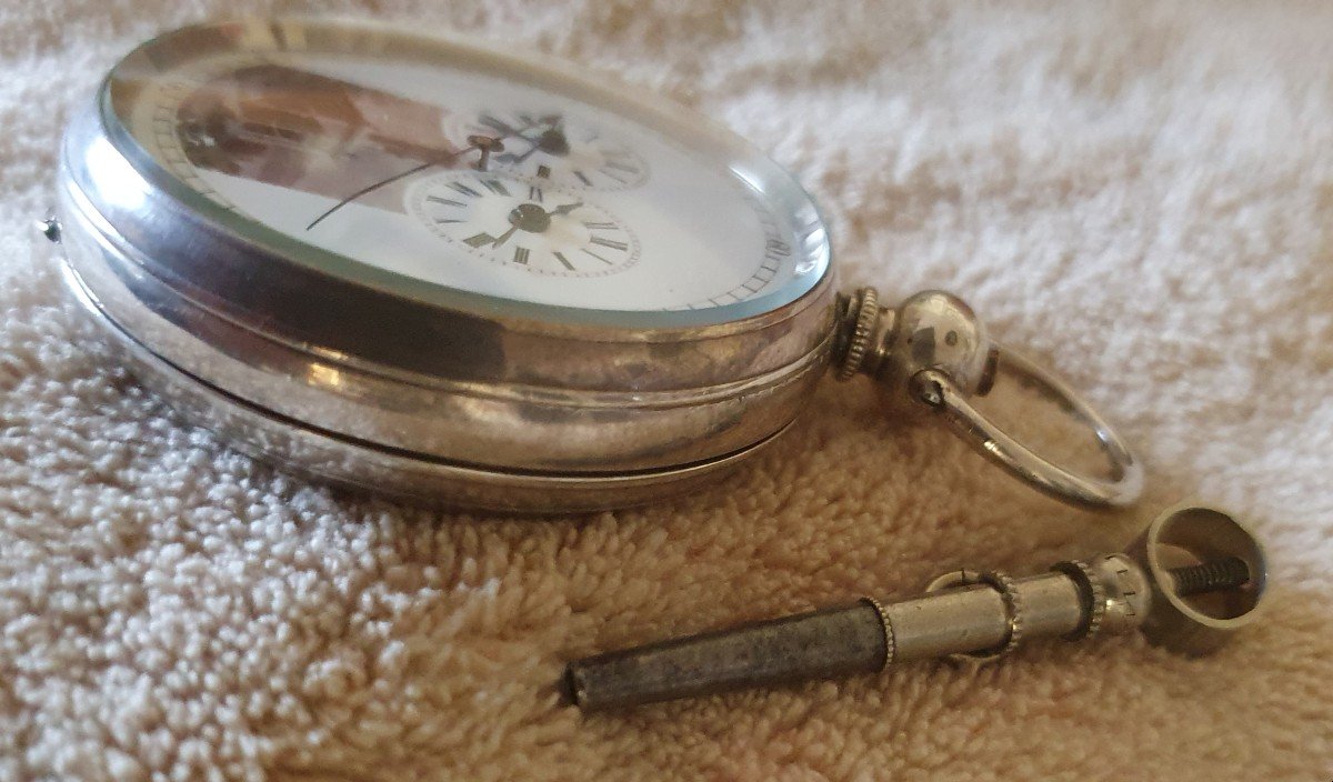 Pocket Watch 2 Time Zones Duplex Escapement Chinese Market-photo-3