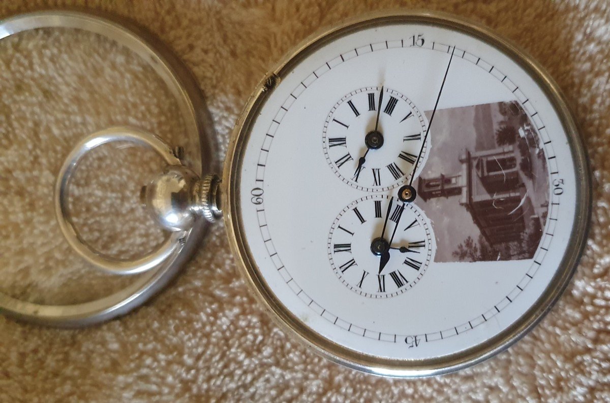 Pocket Watch 2 Time Zones Duplex Escapement Chinese Market-photo-4