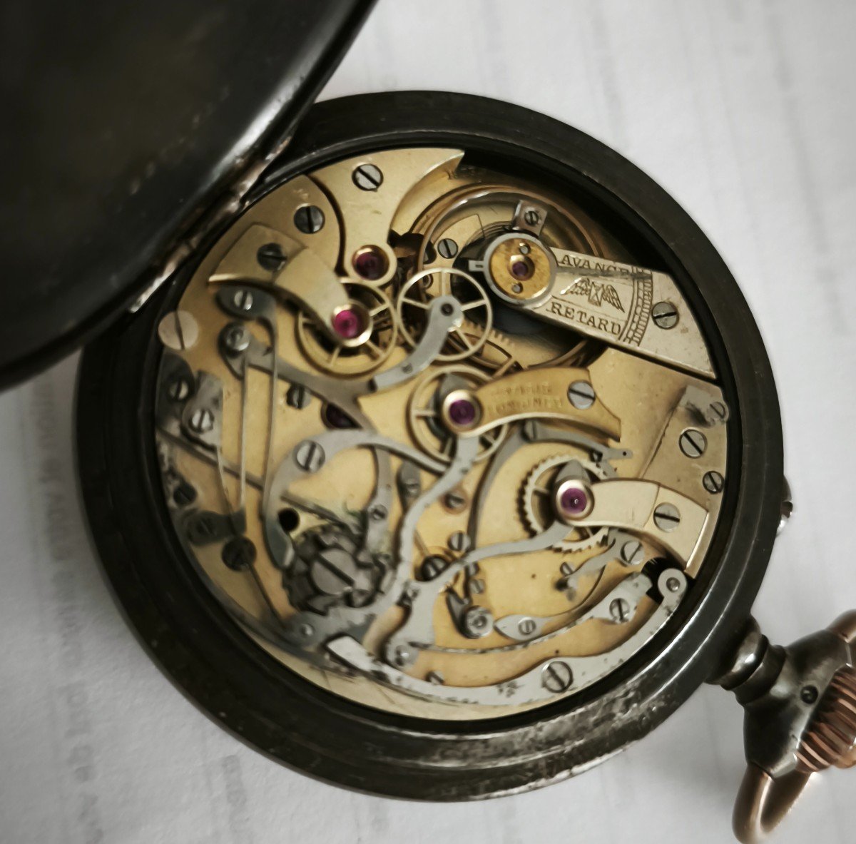 Longines Chronograph Pocket Watch In Steel -photo-4