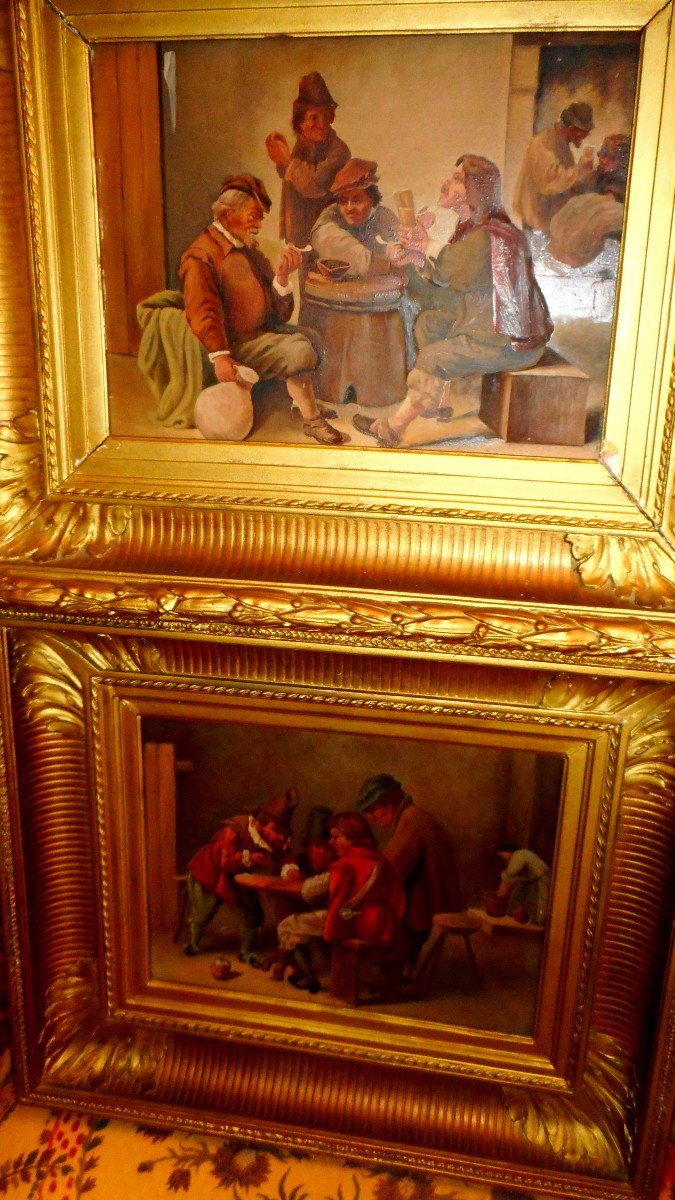 Pair Of 19th Century Interior Scene Paintings-photo-4