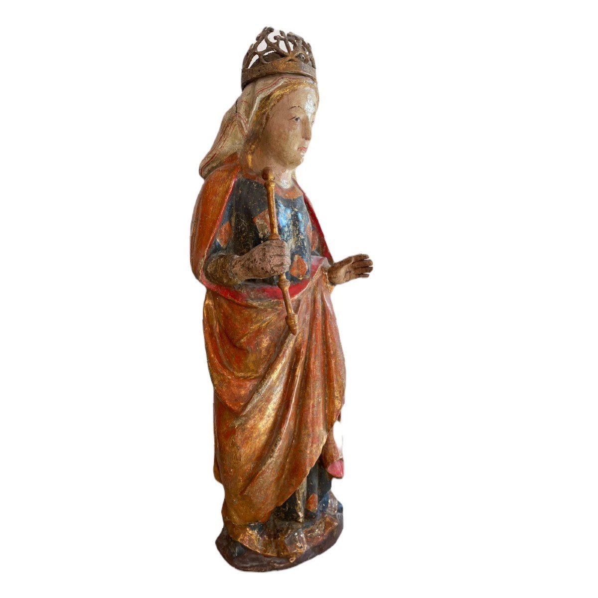 Catalan Gothic Virgin. Polychrome Wood.-photo-2