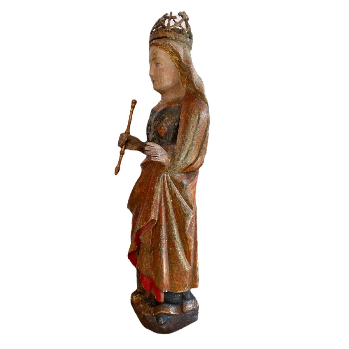 Catalan Gothic Virgin. Polychrome Wood.-photo-3