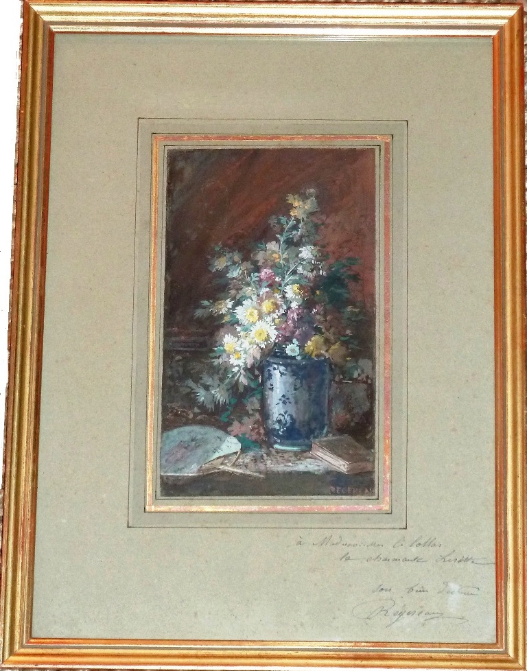 Still Life With Flowers In Vase, Henri Paul Regereau (1862)-photo-2