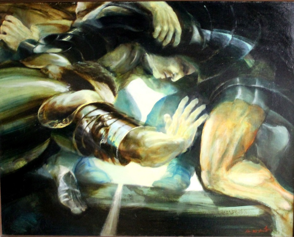 "La Mêlée", Huile Sur Toile