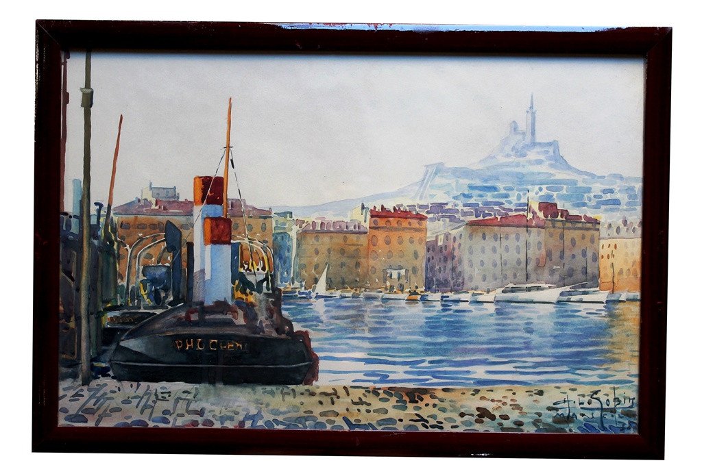 Vieux Port, Marseille, Aquarelle-photo-2