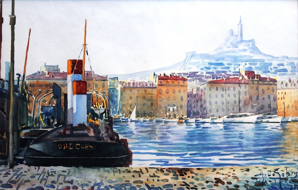 Vieux Port, Marseille, Aquarelle