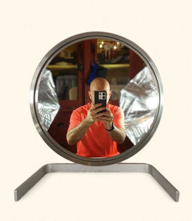 Large Circular Mirror / Psyche In Brushed Aluminum By Pierre Vandel-photo-3