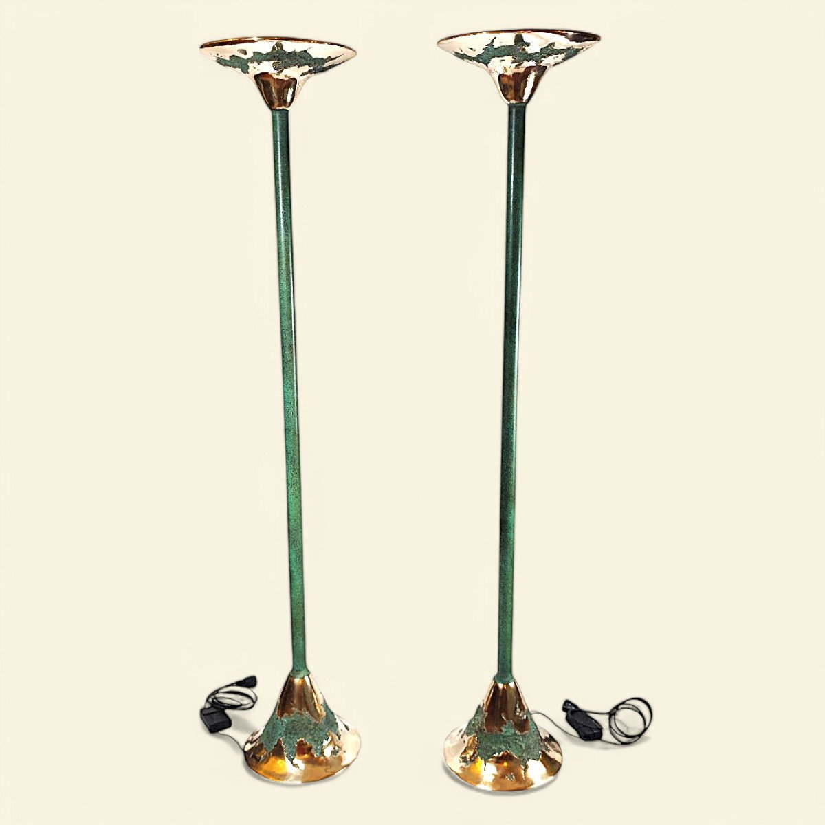 Pair Of Brutalist Floor Lamps By Maison Valenti, 1970s-1980s-photo-4