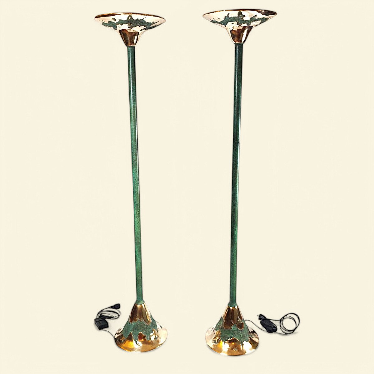 Pair Of Brutalist Floor Lamps By Maison Valenti, 1970s-1980s