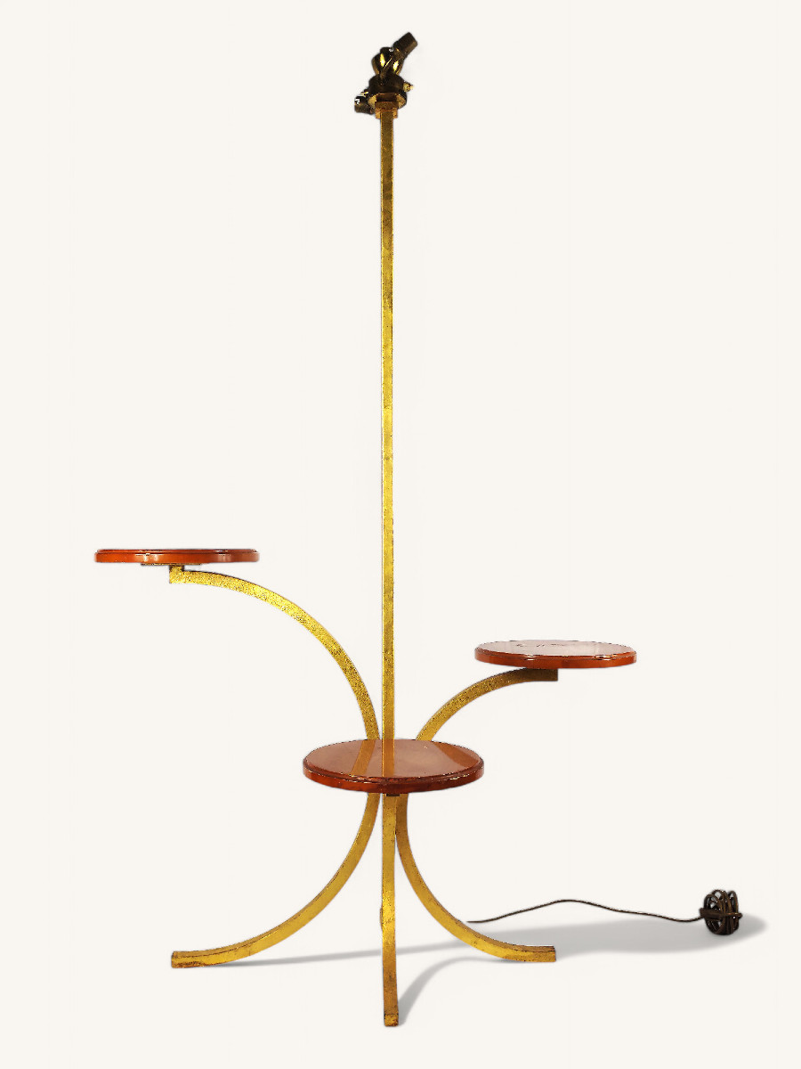 Floor Lamp With Lacquered Shelves By Robert Thibier