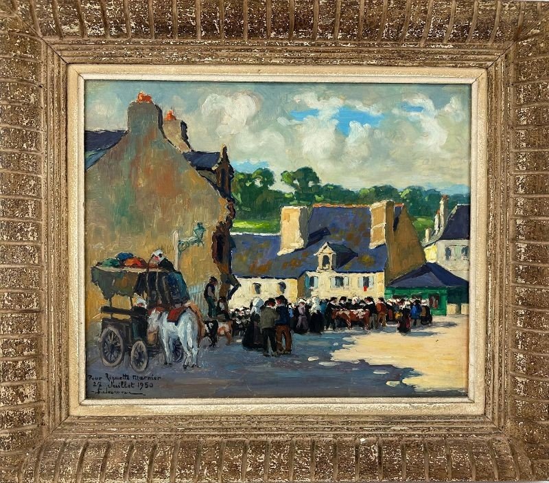 Fernand Jeanneau (1884-1966) Hsp “market In Brittany”