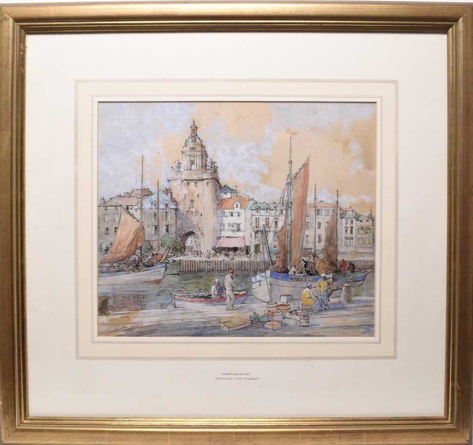 William Lee Hankey (1869-1952) Watercolor "port Of La Rochelle" 