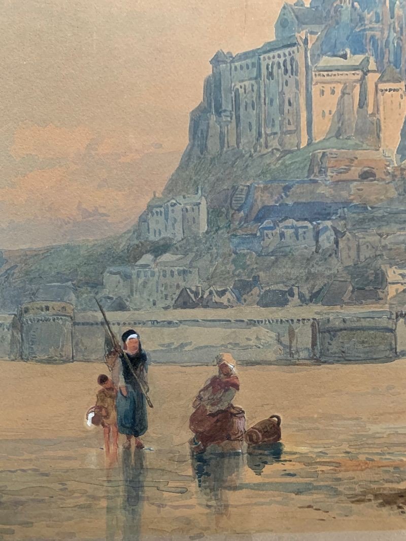 Victor De Walsh Jackson (xix) Watercolor "mont Saint Michel"  -photo-2