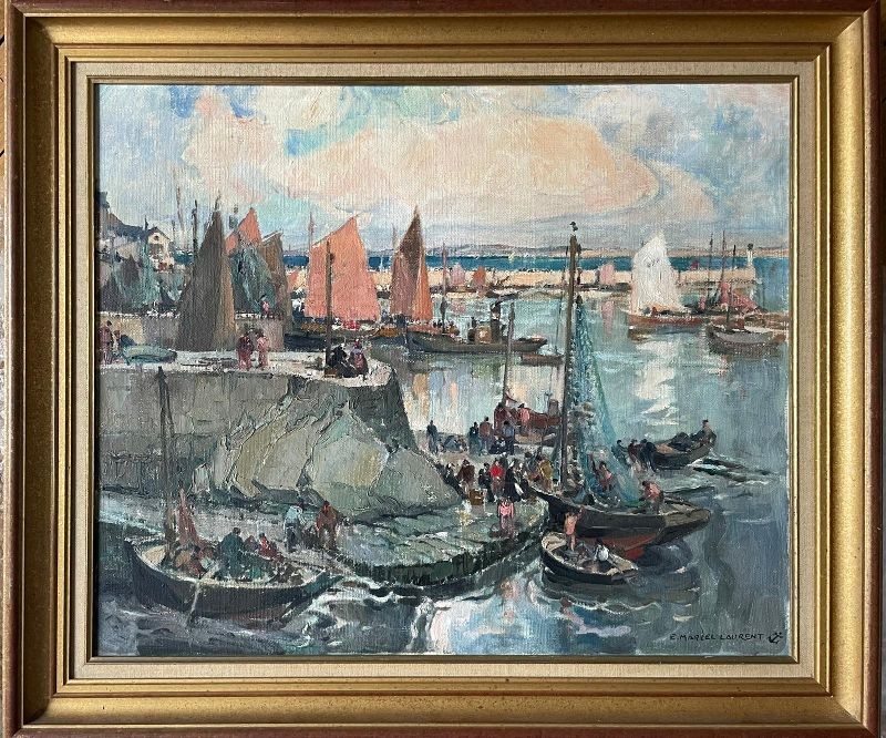 Emmanuel Marcel Laurent (1890-1947) Hst "the Port Of Douarnenez" Brittany 