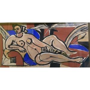 Louis Latapie (1891-1972) Gouache "cubist Nude" 