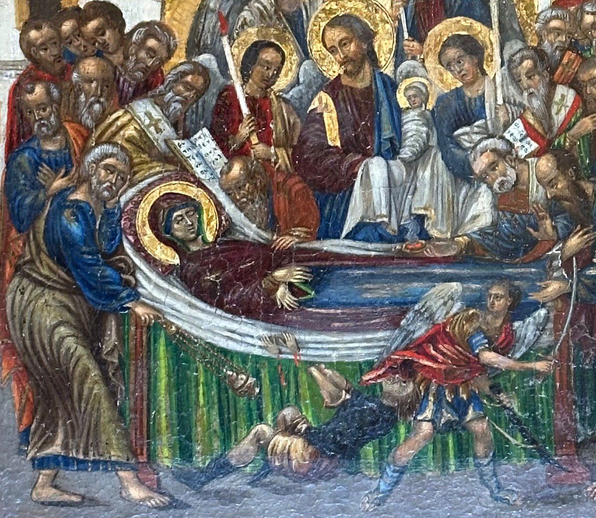 Greek Icon Of The Dormition Of The Virgin - Late 18th Early 19th Centuries-photo-2