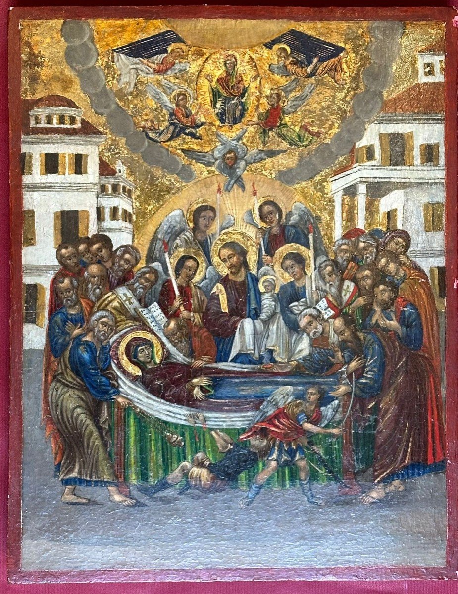 Greek Icon Of The Dormition Of The Virgin - Late 18th Early 19th Centuries