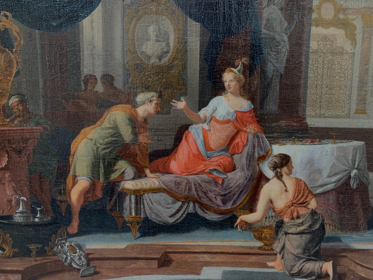 Antoine et Cléopatre par Nikolaas Verkolje (Delft 1673 -  Amsterdam 1746) Huile Sur Toilee-photo-2