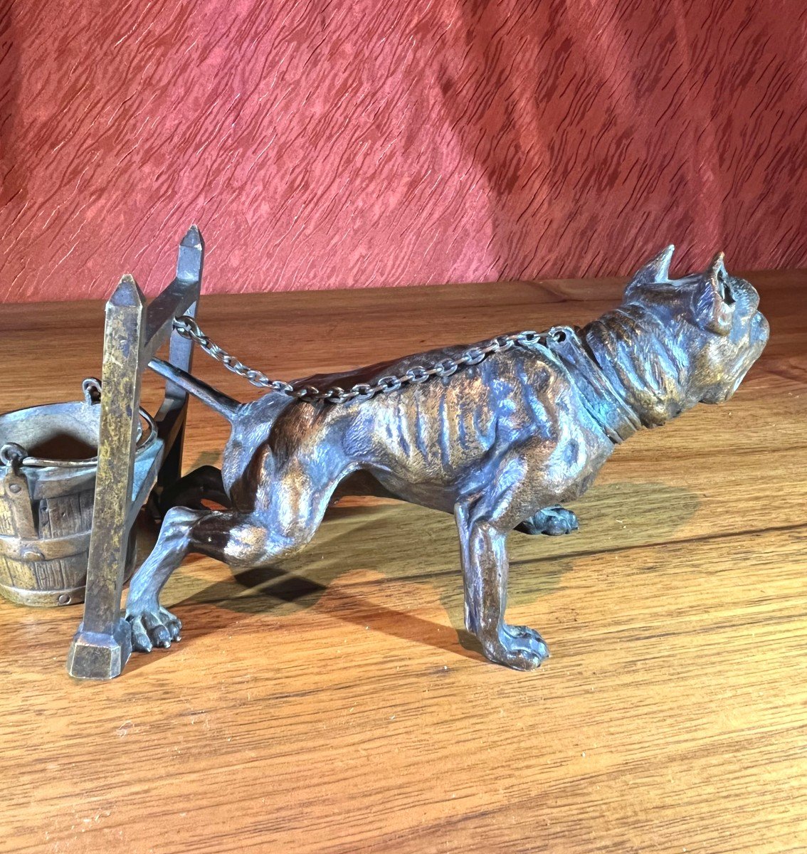 Animal Sculpture Of A Bulldog In Action, Bronze With Brown Patina, 19th Century-photo-2