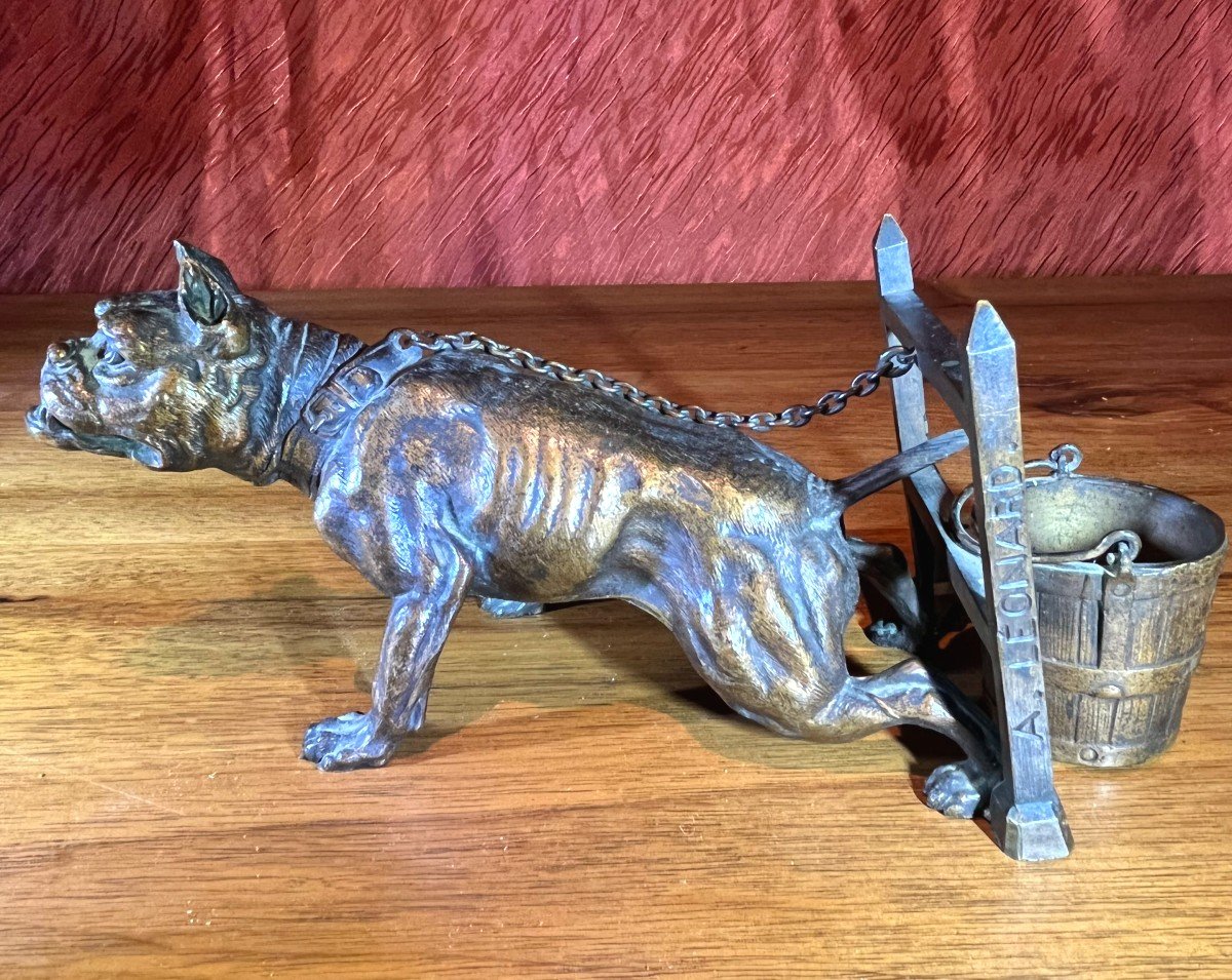 Animal Sculpture Of A Bulldog In Action, Bronze With Brown Patina, 19th Century-photo-4