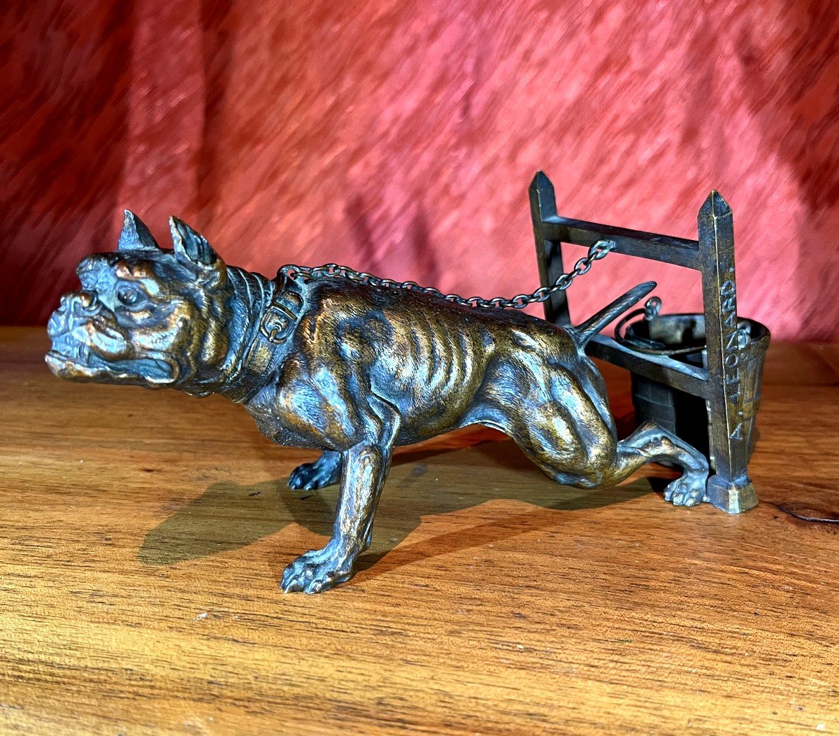 Animal Sculpture Of A Bulldog In Action, Bronze With Brown Patina, 19th Century