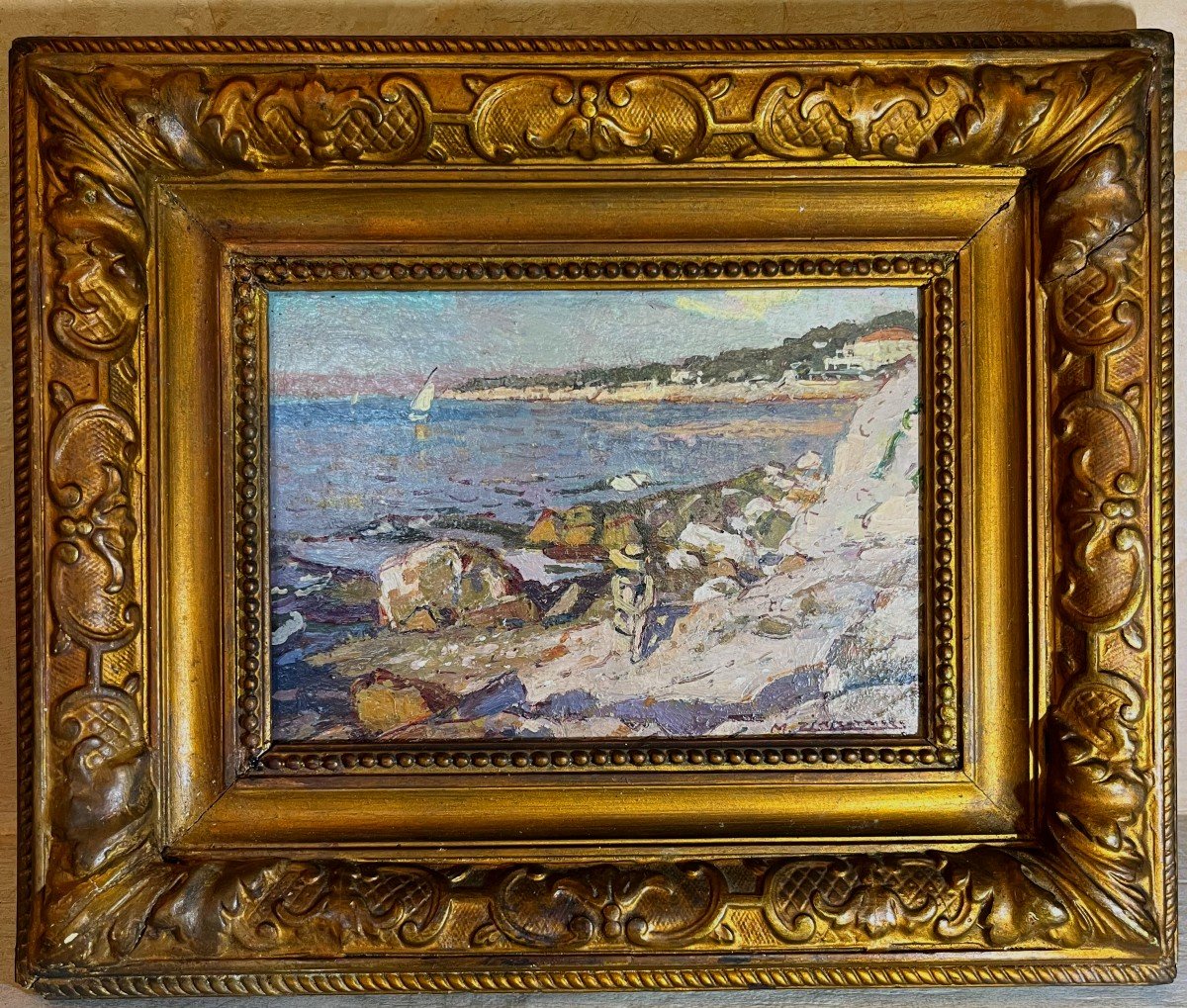 Painting Of Cassis Beach By Michel Zimmerman 