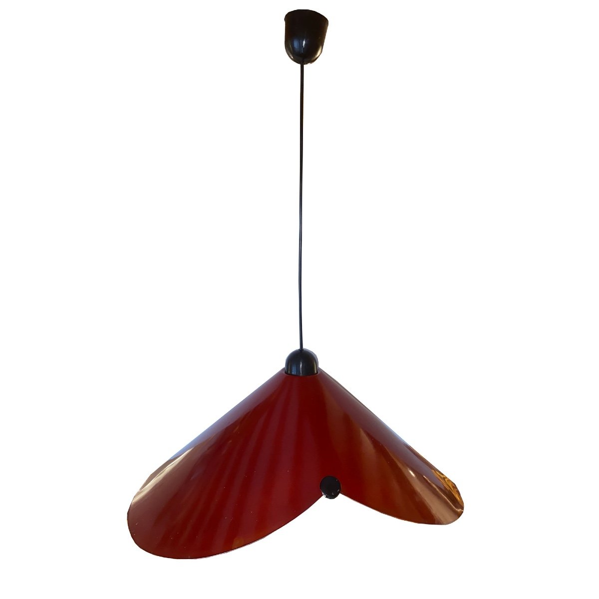 Stilnovo Ceiling Light In Pressed Metal, Brick Red Color, 1970-photo-2