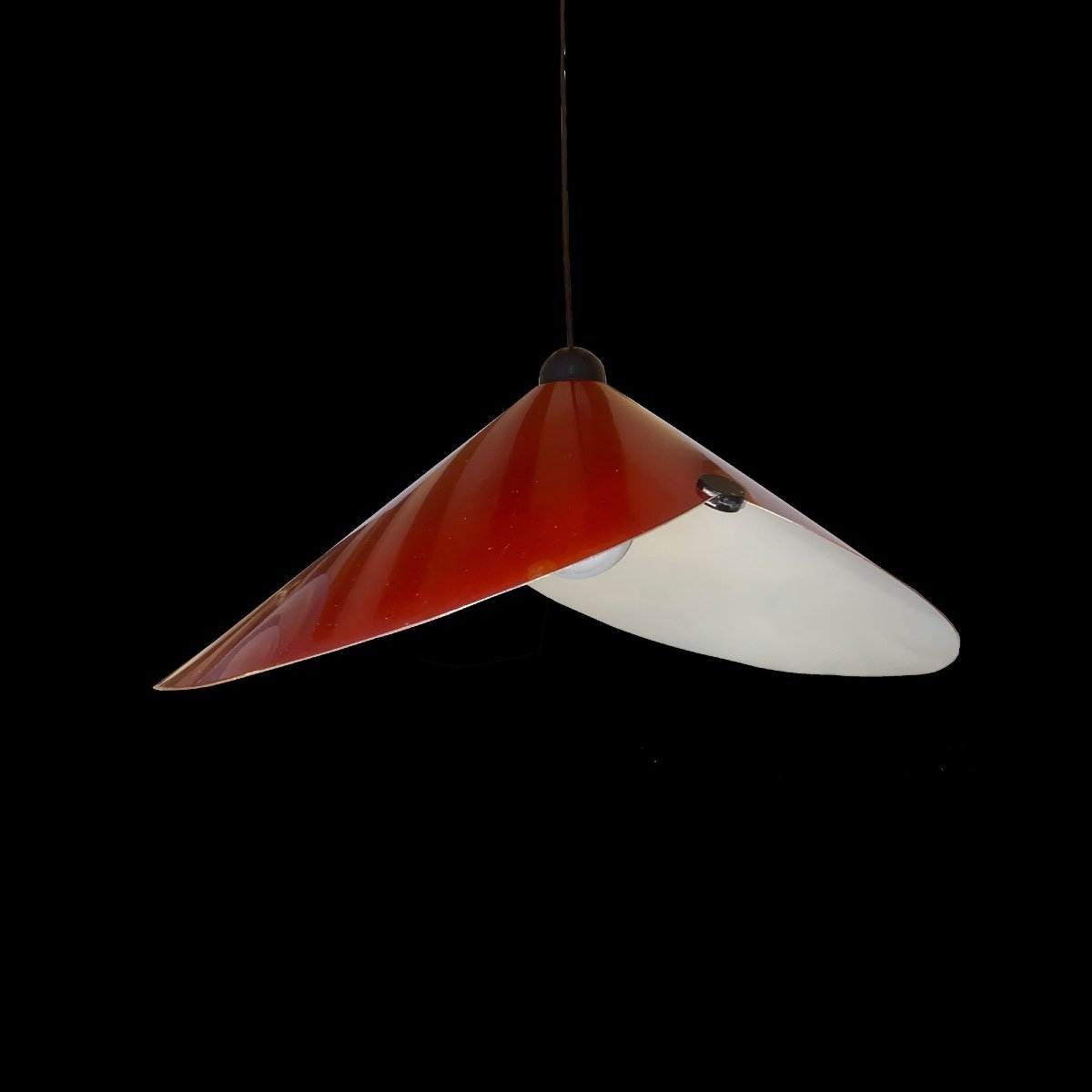 Stilnovo Ceiling Light In Pressed Metal, Brick Red Color, 1970-photo-3