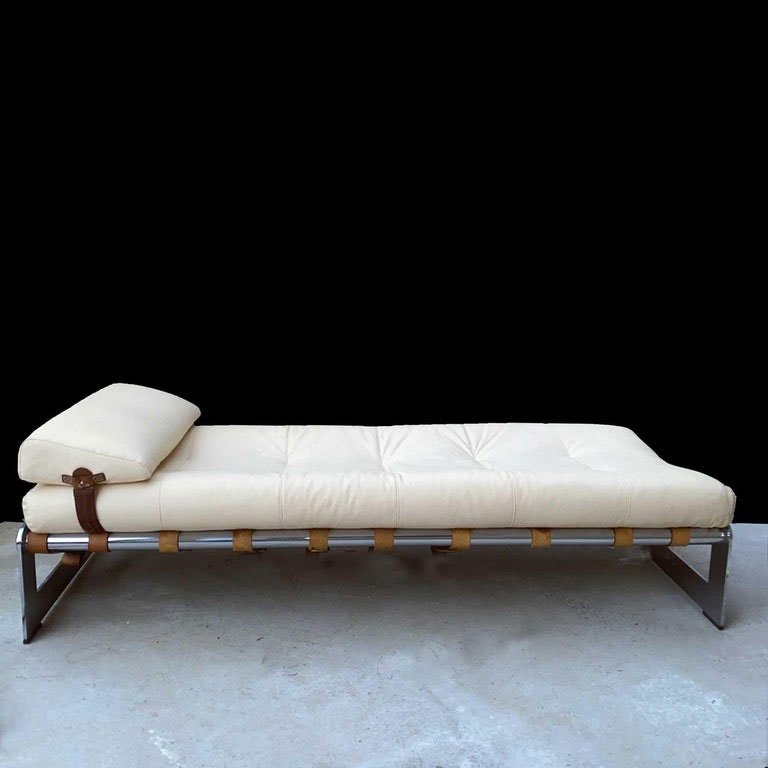 Leather Chaise Longue By French Architect Gilles Bouchez For Airborne 1970-photo-3