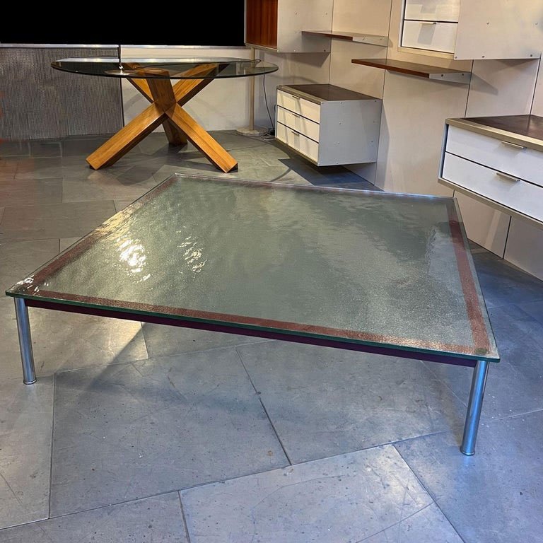 Table Basse Vintage Modèle Lc10 En Acier Laqué Par Le Corbusier pour Cassina, 1980-photo-2