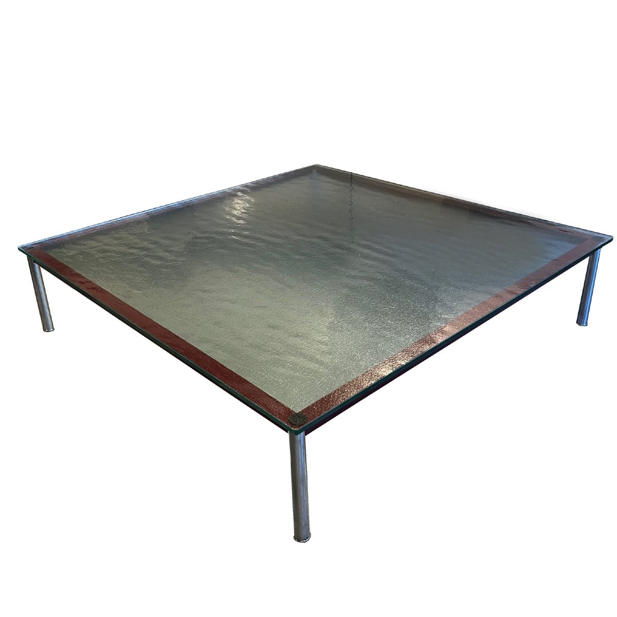 Vintage Coffee Table Model Lc10 In Lacquered Steel By Le Corbusier For Cassina, 1980