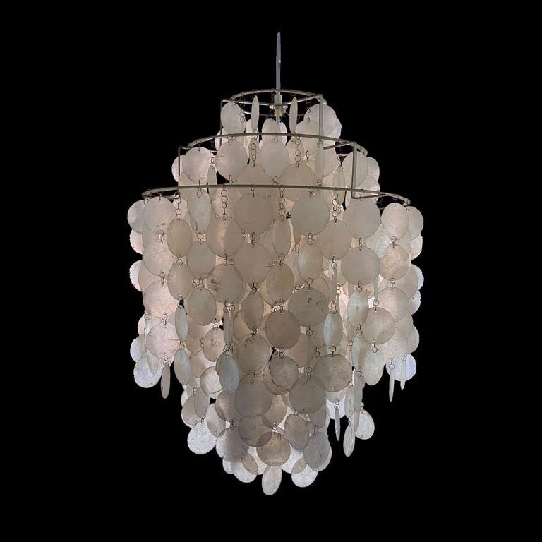 Mother-of-pearl Chandelier Verner Panton Fun 2md J. Lüber 1968-photo-2