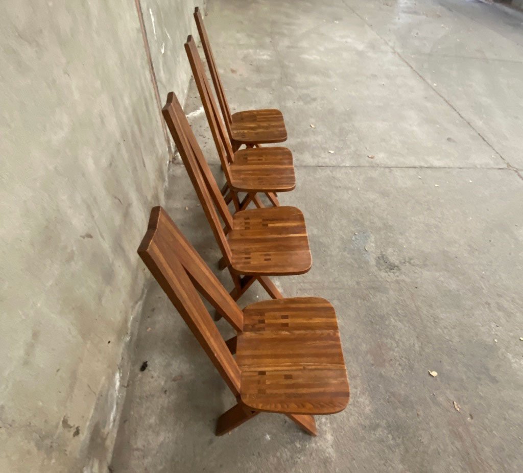 4 Elm Chairs Model S45 By Pierre Chapo - 1970s-photo-2