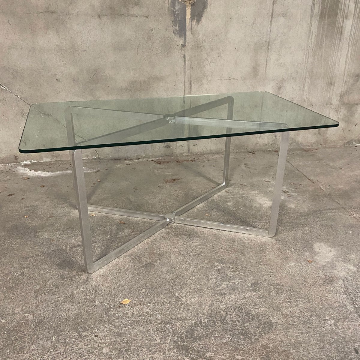 Michel Boyer Console In Aluminum And Glass Edition Rouve 1970-photo-4