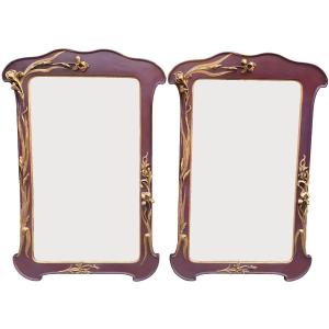 Pair Of Art Nouveau Mirror Iris Frames Attributed To Louis Majorelle