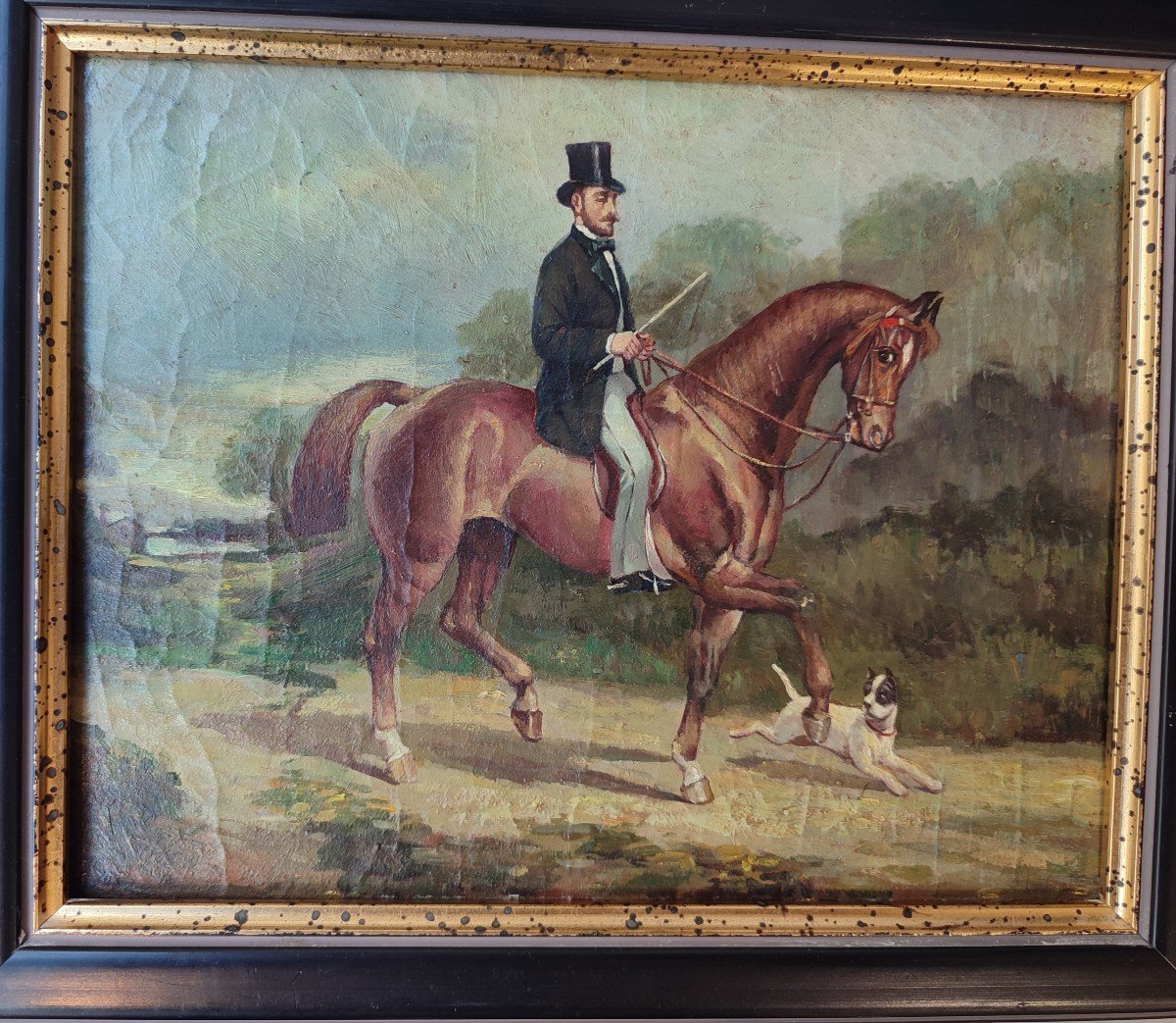 A Dandy On Horseback. Oil On Canvas. 19th Century -photo-4